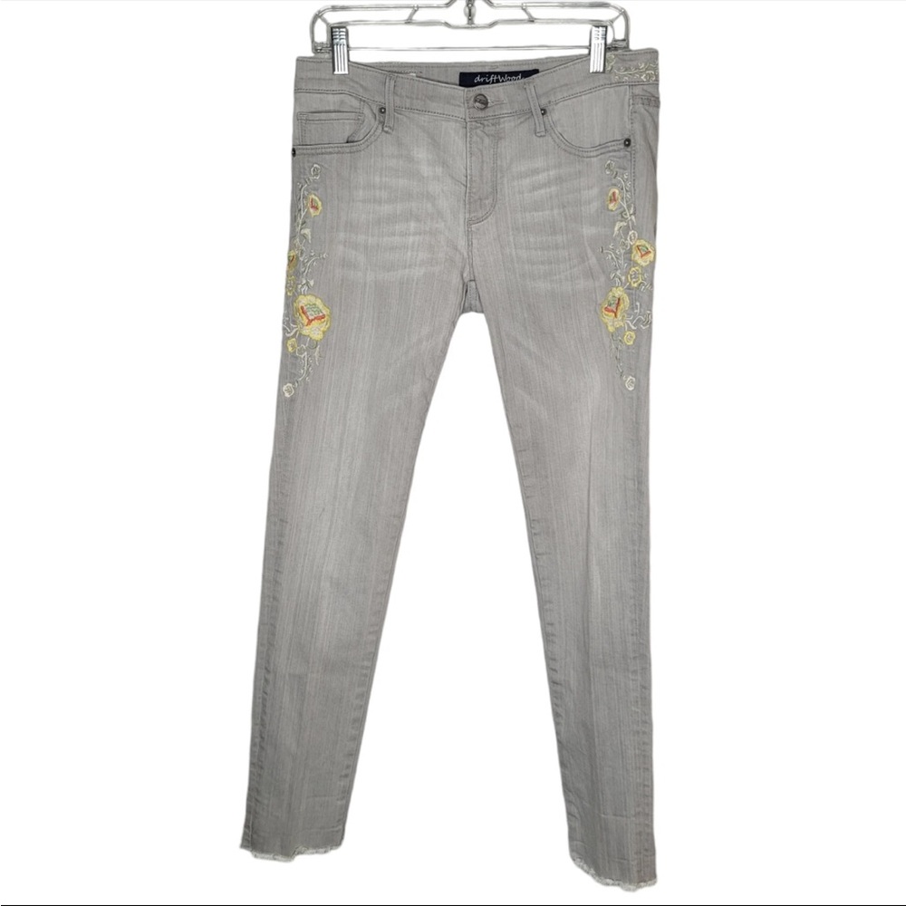 Driftwood Gray Embroidered Women Jeans